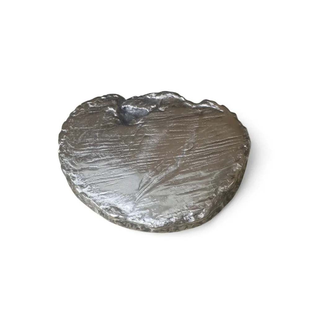 Z Gallerie Woodgrain Platter Plate Silver Finish Decorative Tray‎